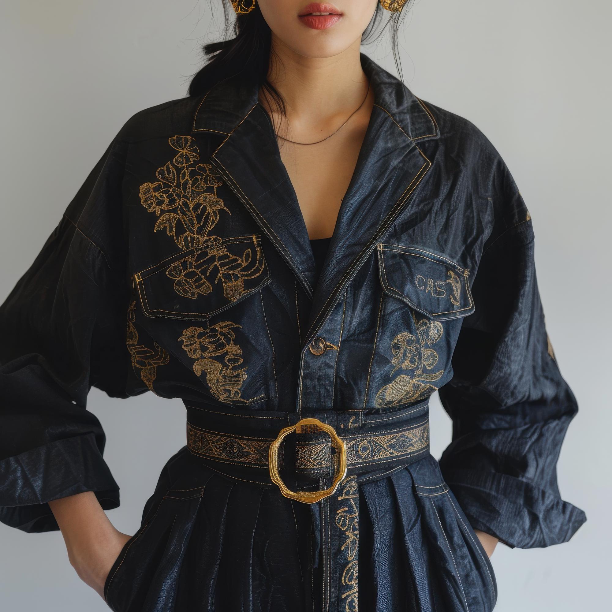 Large editorial shot of embroidered jacket sleeve